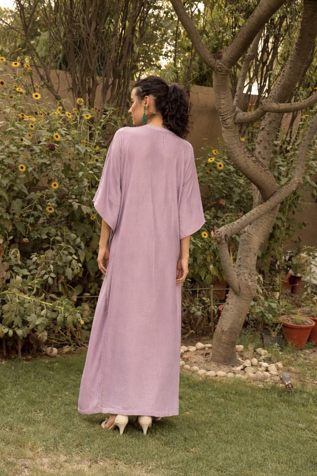 DIVINE SEQUINS EMBROIDERED KAFTAN-MAUVE PINK