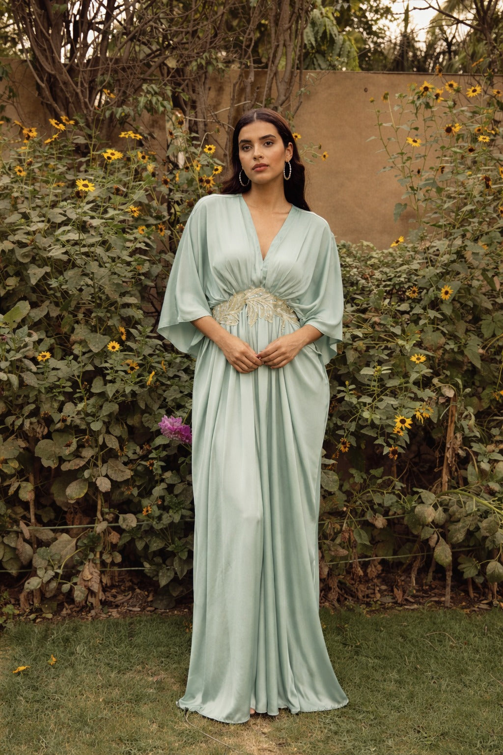 DIVINE SEQUINS EMBRIODERED KAFTAN -POWDER BLUE