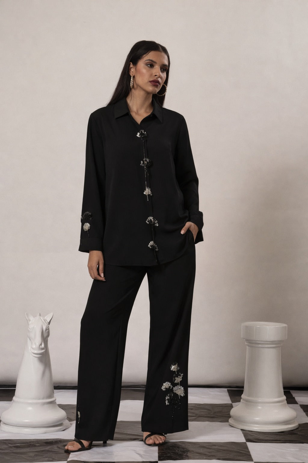 BEATRIX BEJEWELLED SET- BLACK