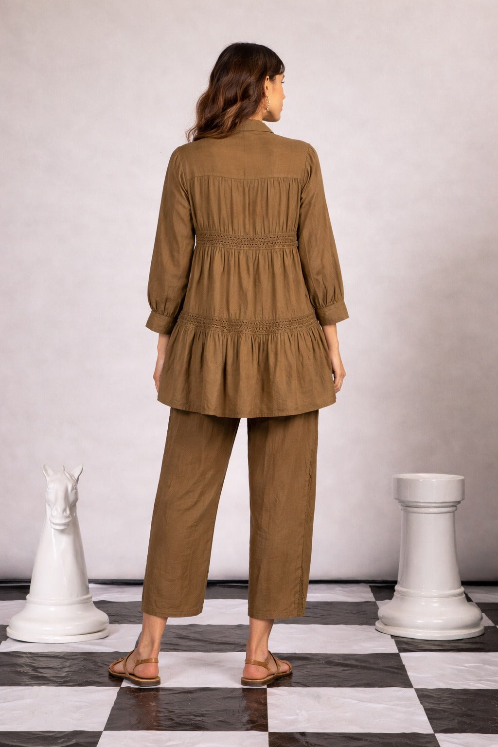 MYRA AURELIA LACE CO-ORD SET -BROWN