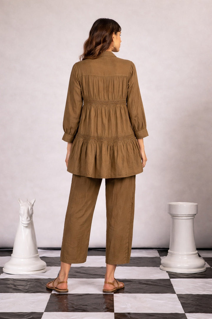 MYRA AURELIA LACE CO-ORD SET -BROWN