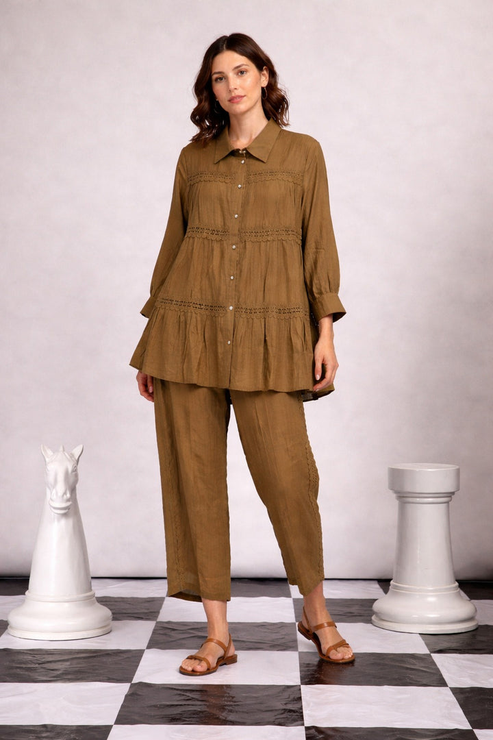 MYRA AURELIA LACE CO-ORD SET -BROWN