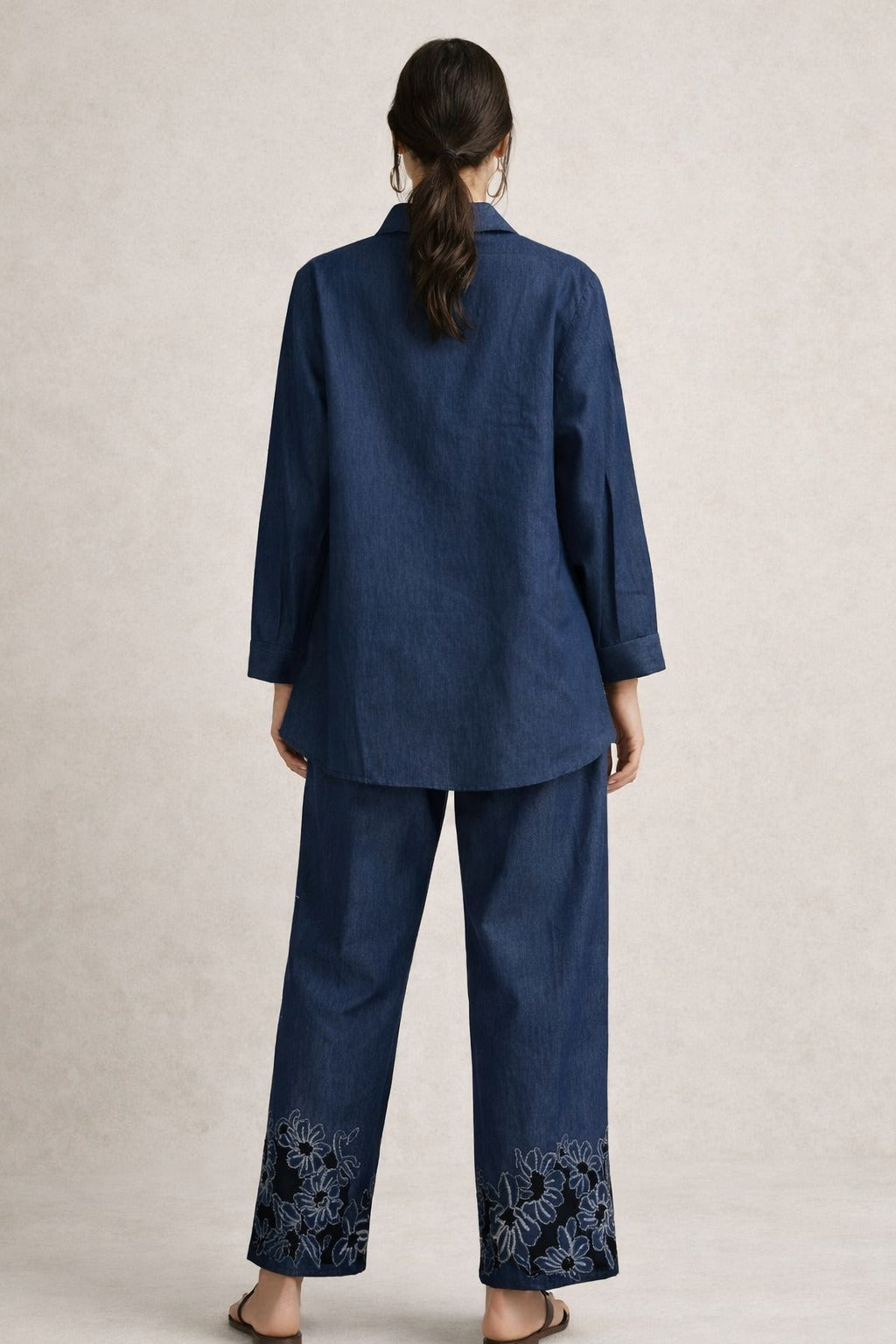 DARYL DENIM LACE SET-BLUE AND BLACK