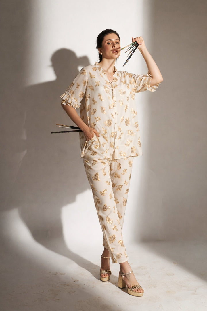 MIAMI MUSE CO-ORD SET-WHITE AND GOLD