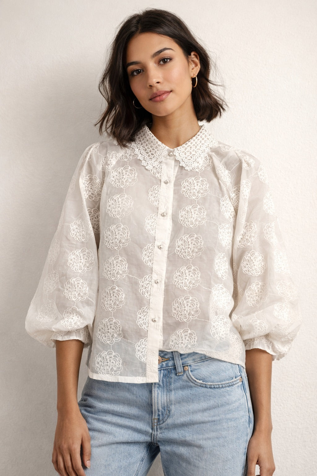 MYRA MESH LACE TOP-WHITE