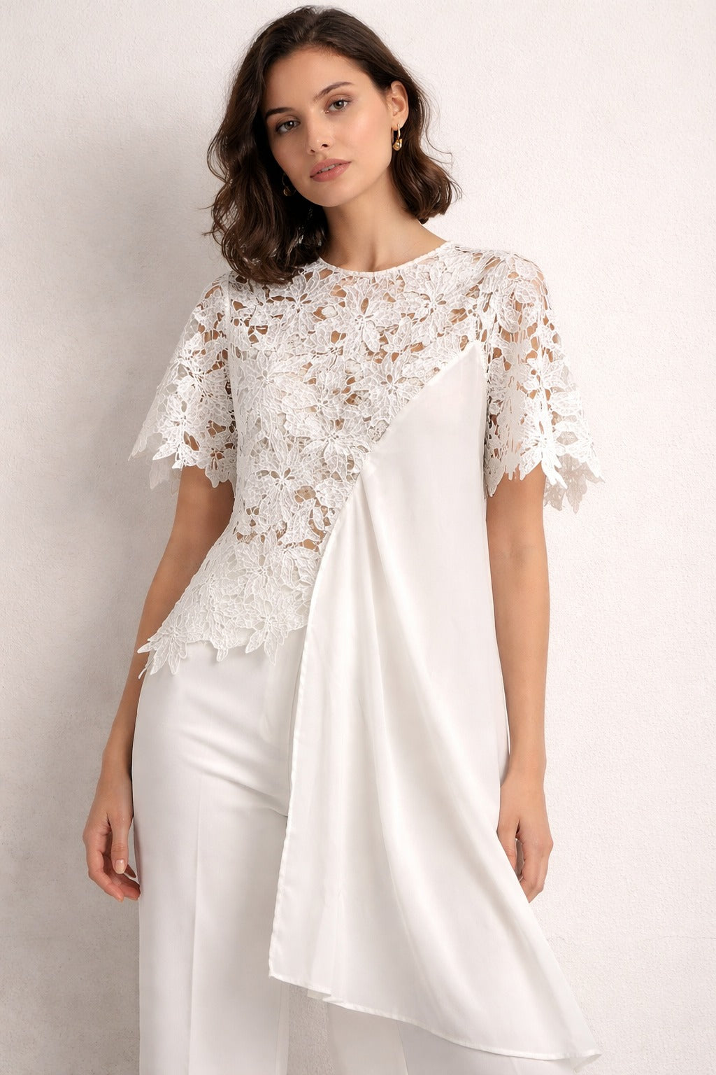 MYRA MESH DAYLILIY HIGH LOW TOP-WHITE