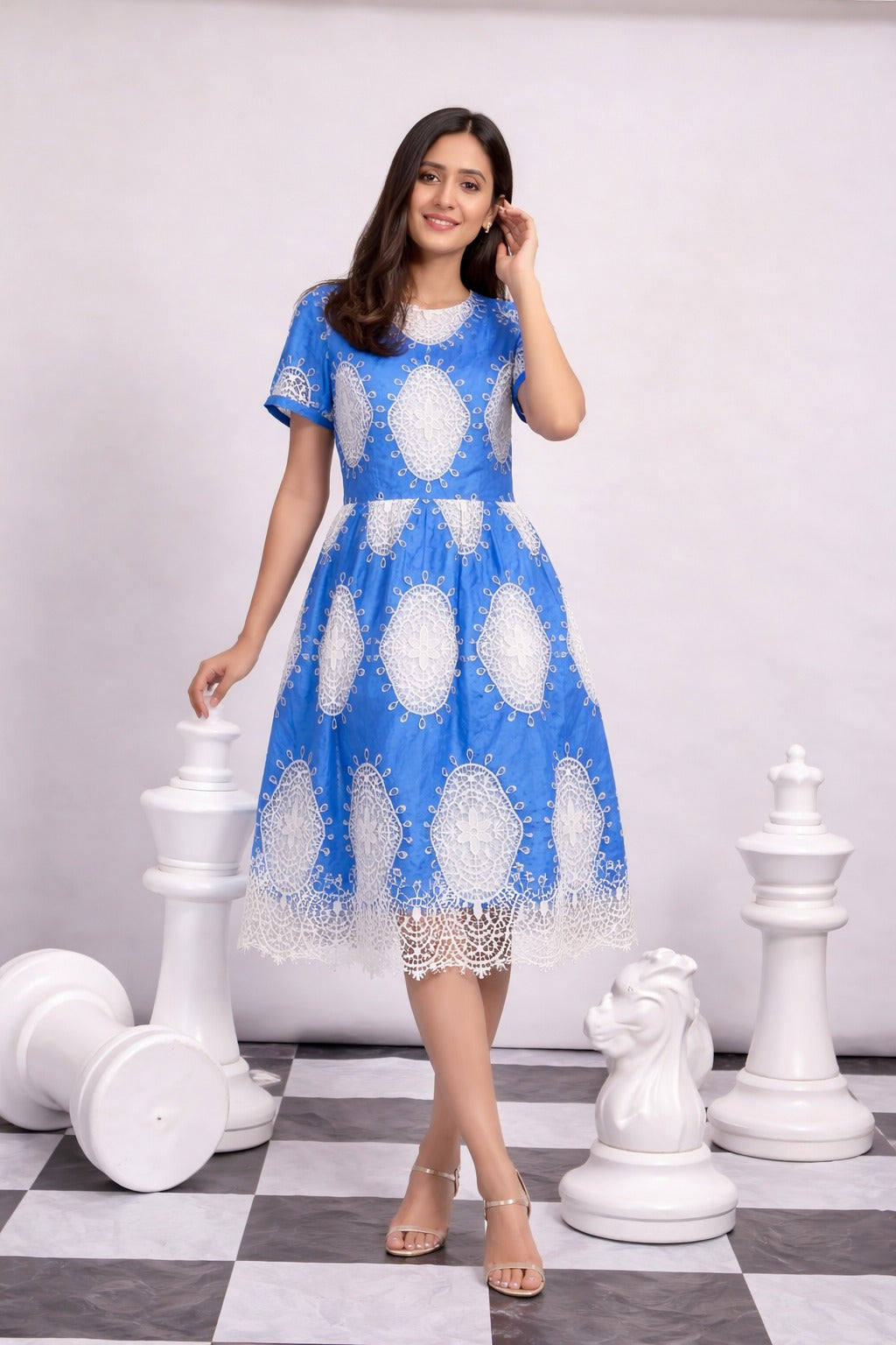 MYRA MESH DAISY LACE DRESS