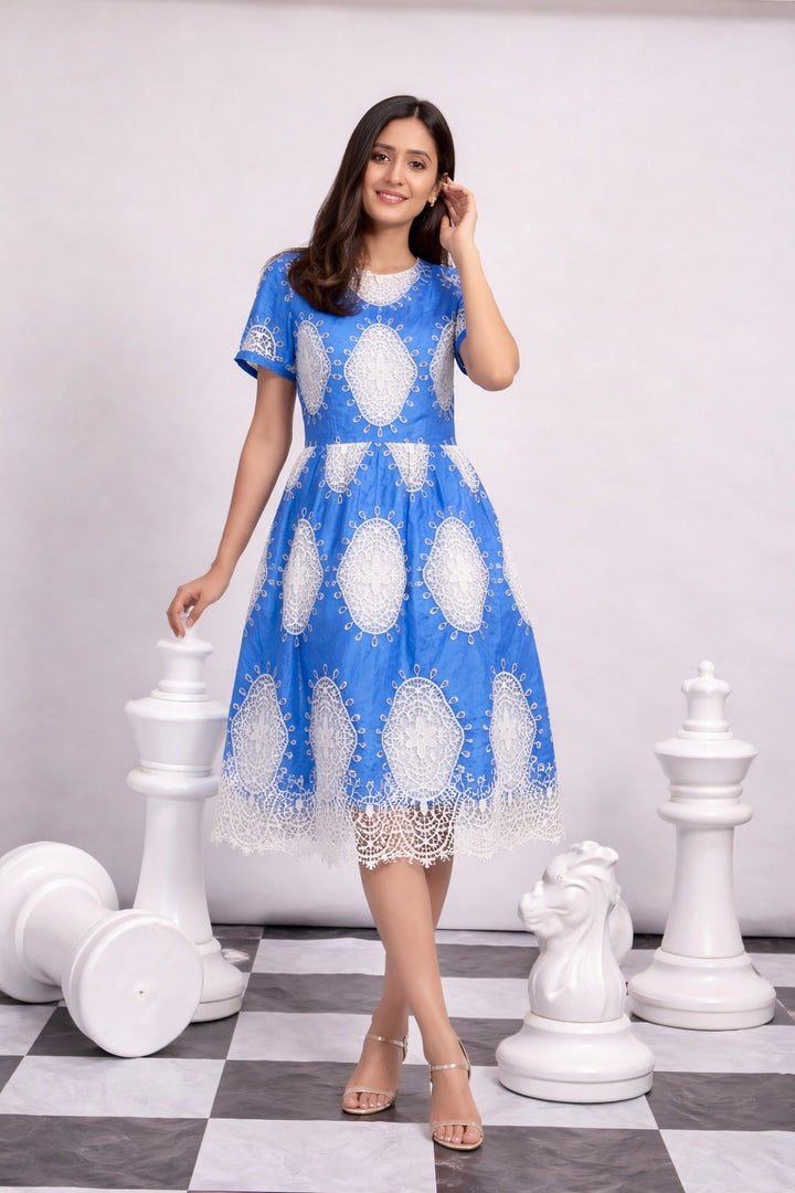 MYRA MESH DAISY LACE DRESS