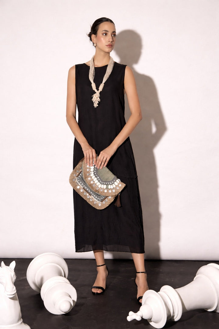 LILLIE LINEN DRESS- BLACK
