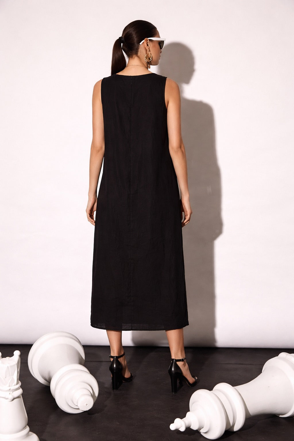 LILLIE LINEN DRESS- BLACK