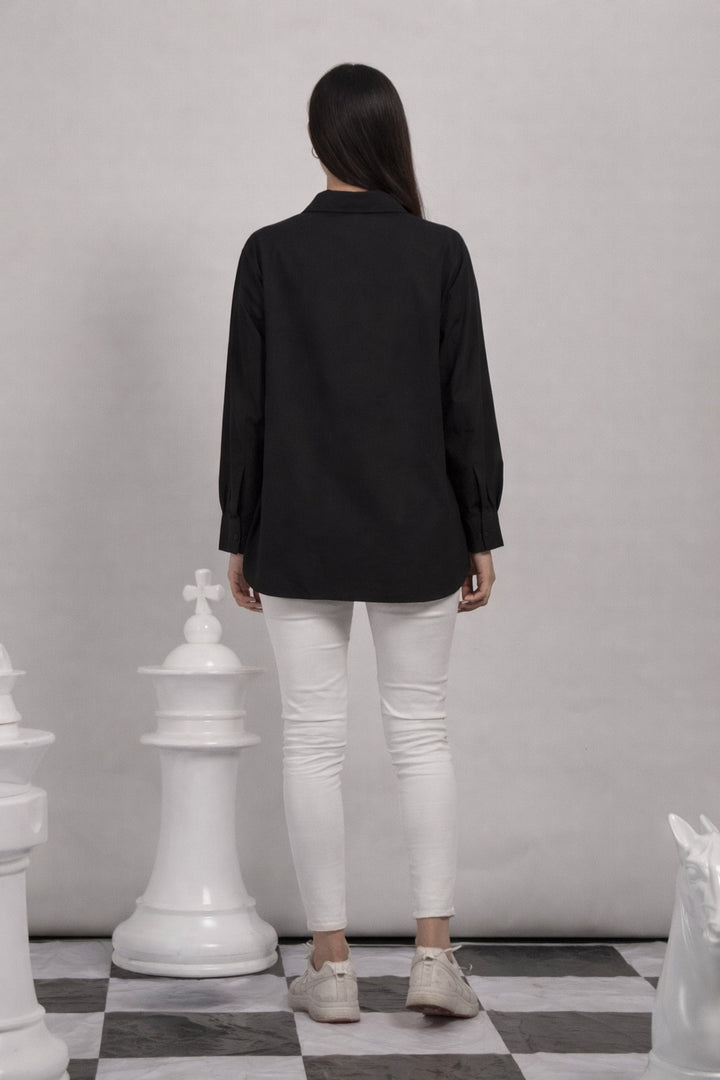 FEATHER ME UP SHIRT- BLACK