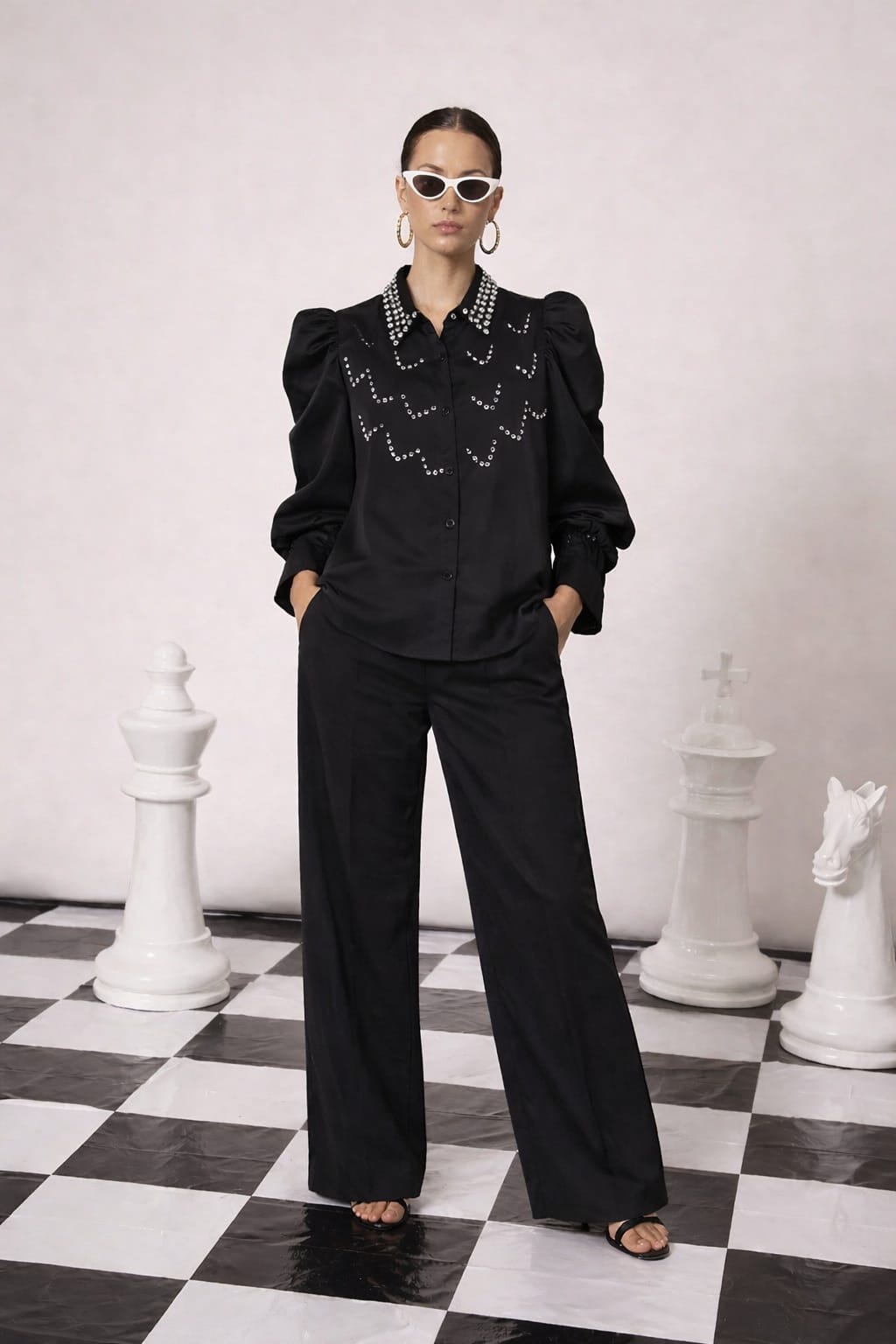 ZIG-ZAG SWAROVSKI SET- BLACK