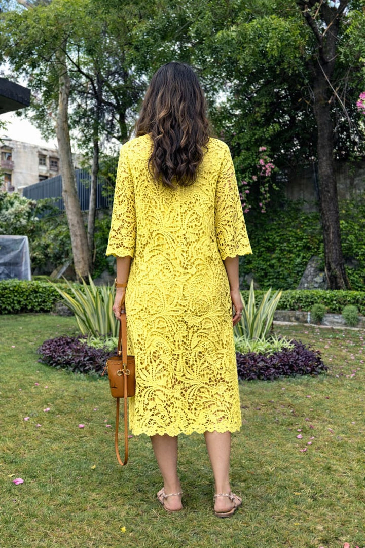 Yellow Scallop Dress