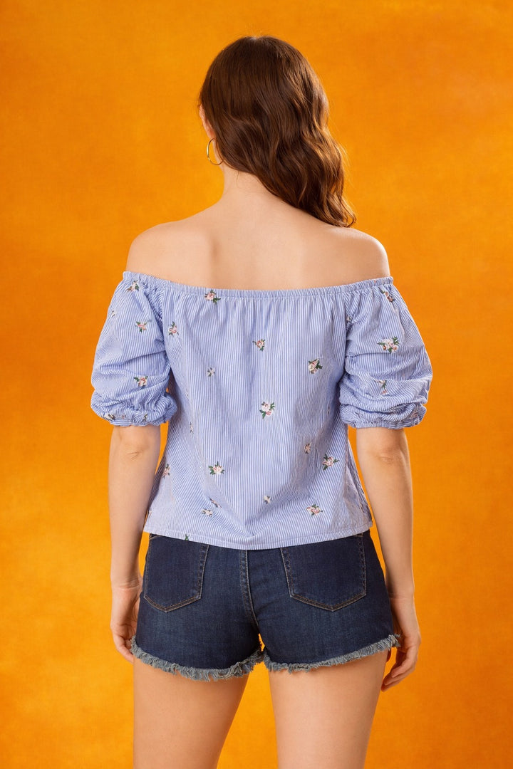 COTTON STRIPE TOP-BLUE AND WHITE