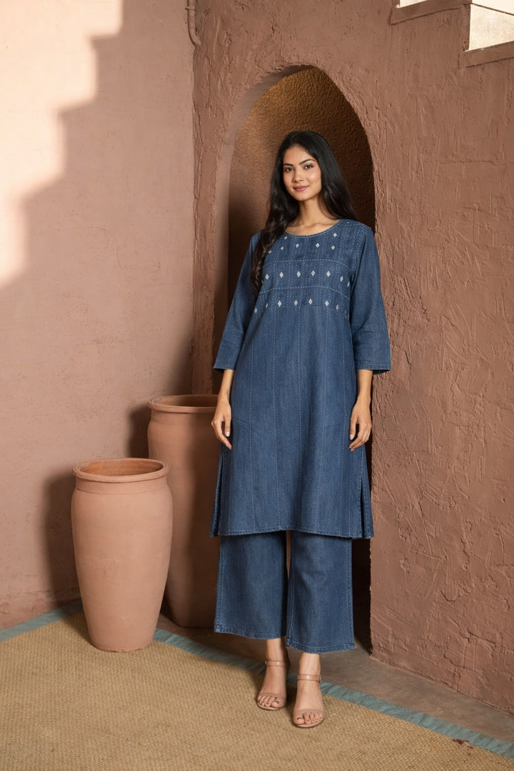 ASSORTED EMBROIDERED TUNIC- BLUE
