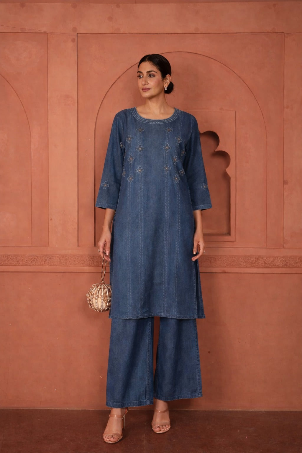 ASSORTED THREAD DENIM TUNIC- BLUE