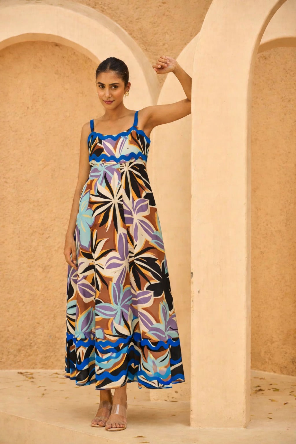 AMALFI TIDE MIDI DRESS- PURPLE FLORAL