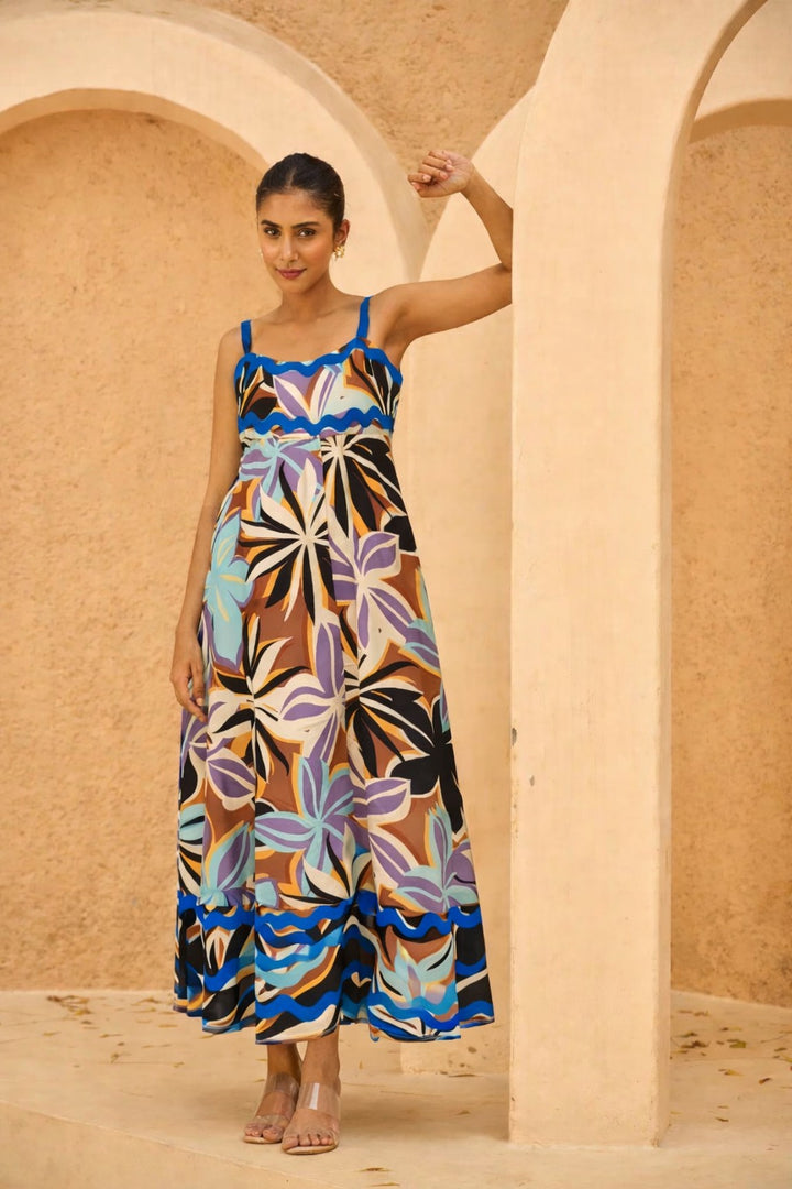 AMALFI TIDE MIDI DRESS- PURPLE FLORAL