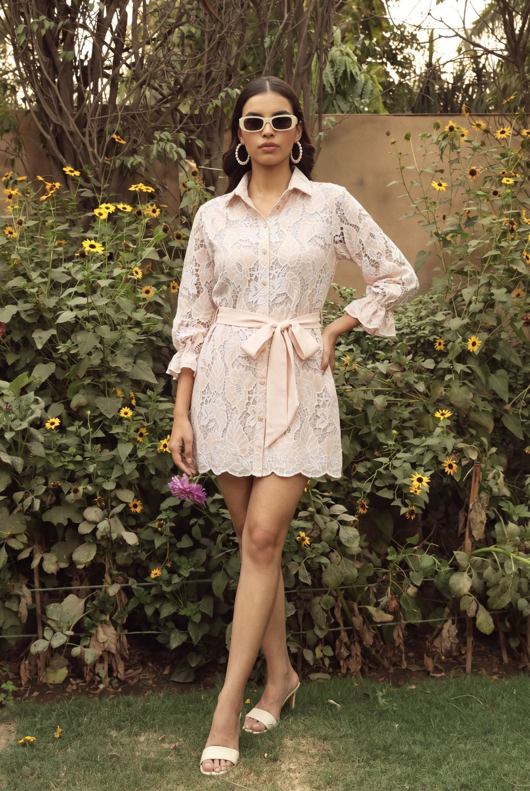 Celia Shirt Dress- Peach