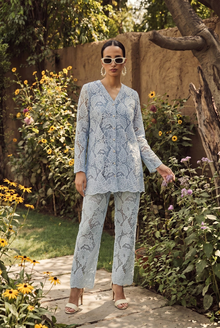 Celia Shirt Coord Set- Blue
