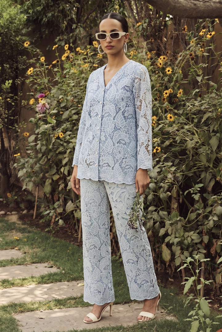 Celia Shirt Coord Set- Blue