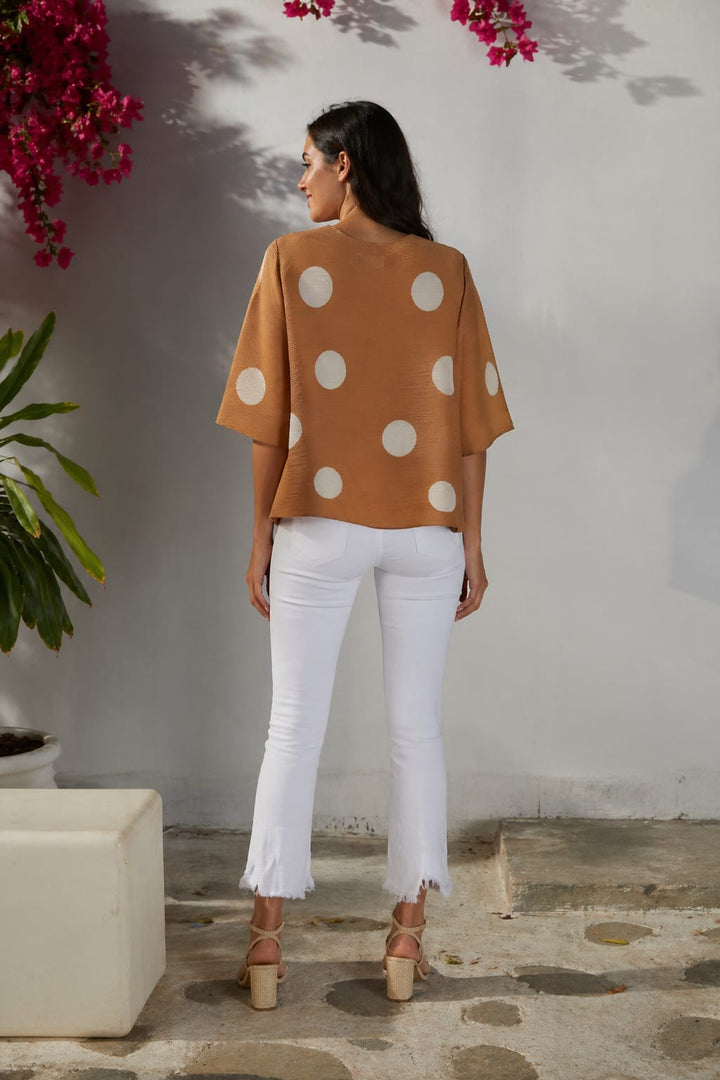 PHEOBE POLKA DOT PRINTED TOP-YELLOW