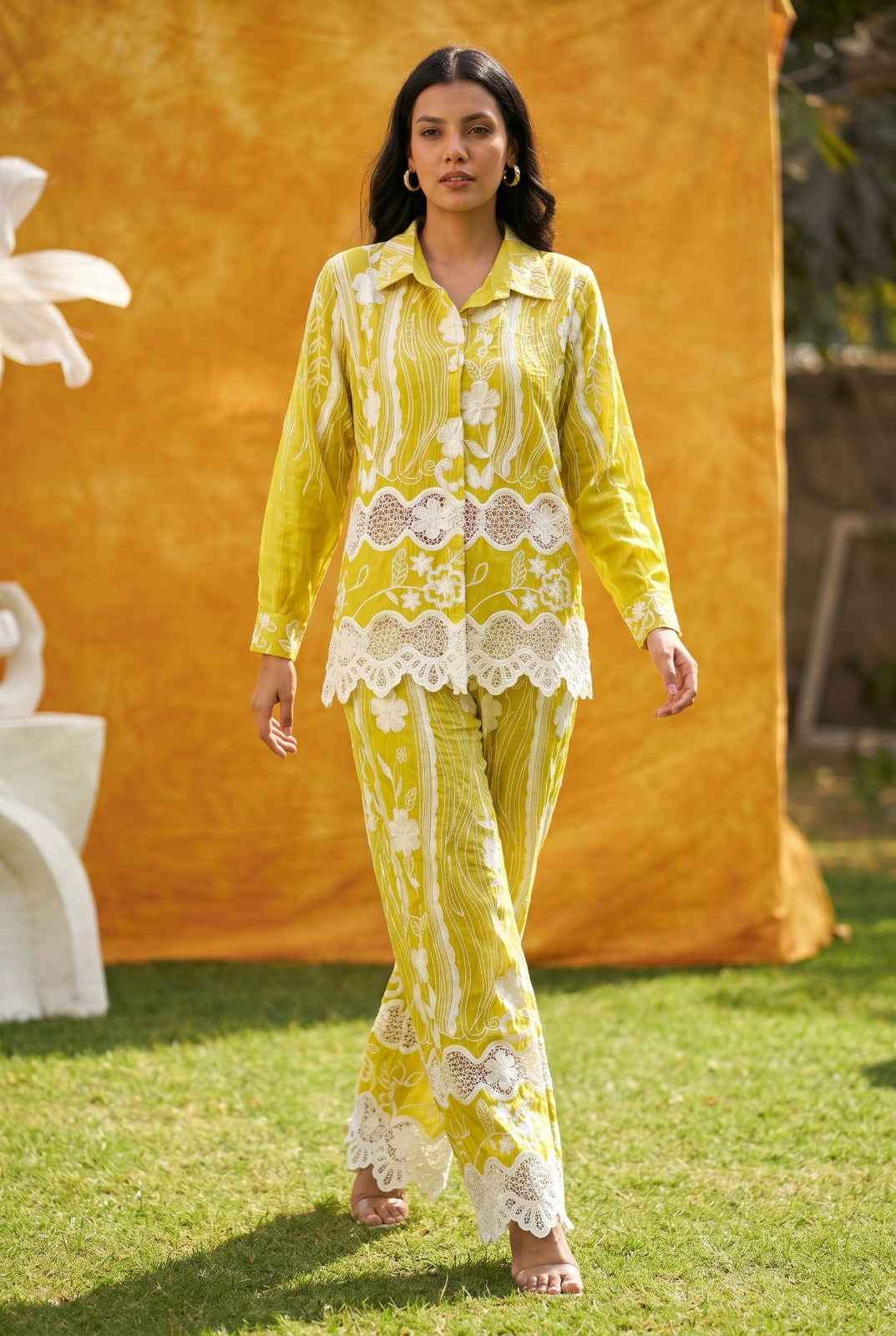 Fayola Lace Distressed Set - Limoncello