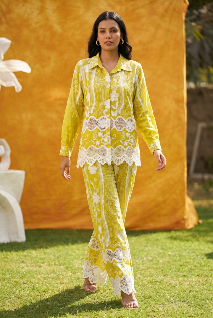 Fayola Lace Distressed Set - Limoncello