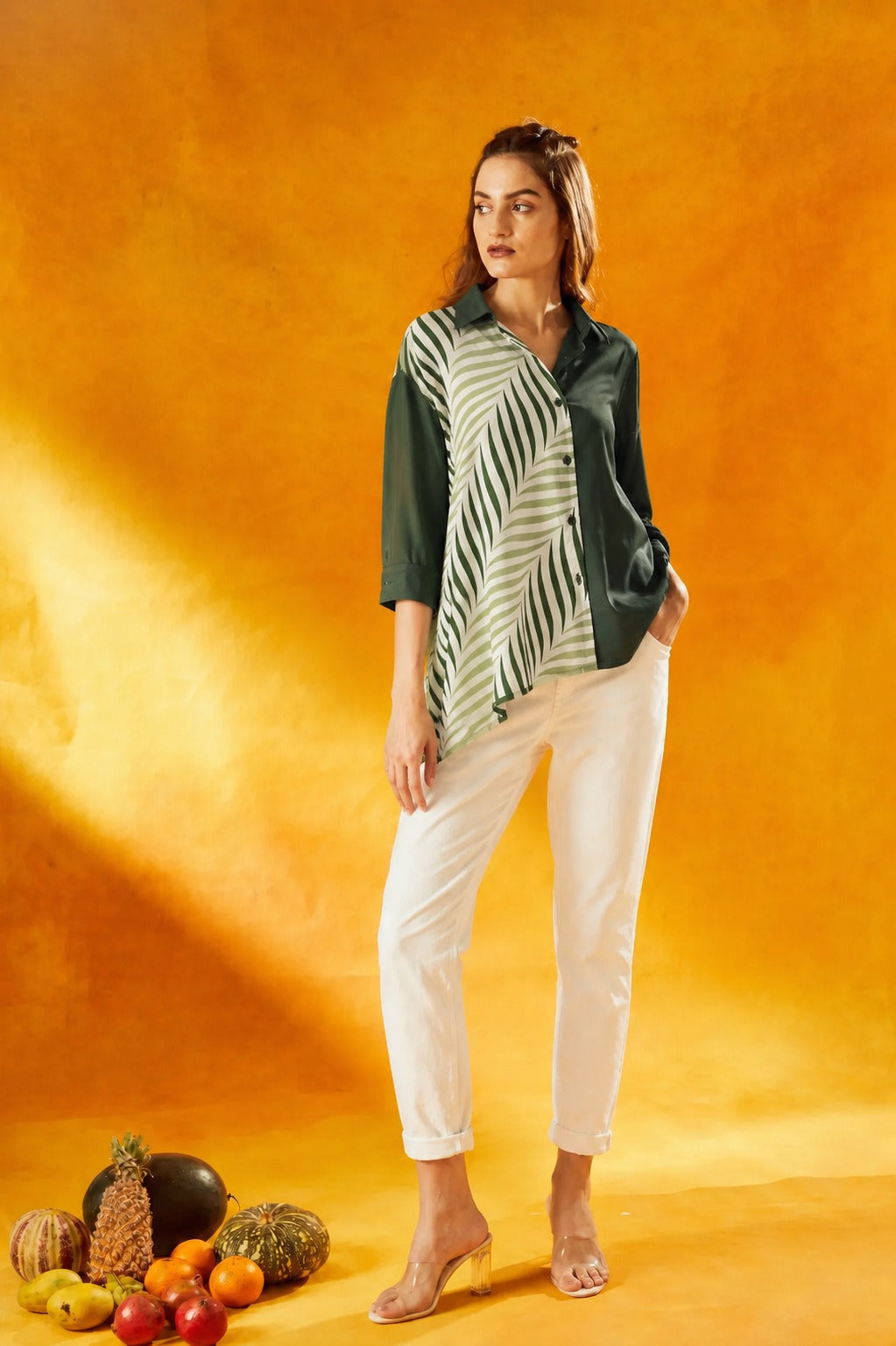 Dandelion Abstract Shirt - Green & White