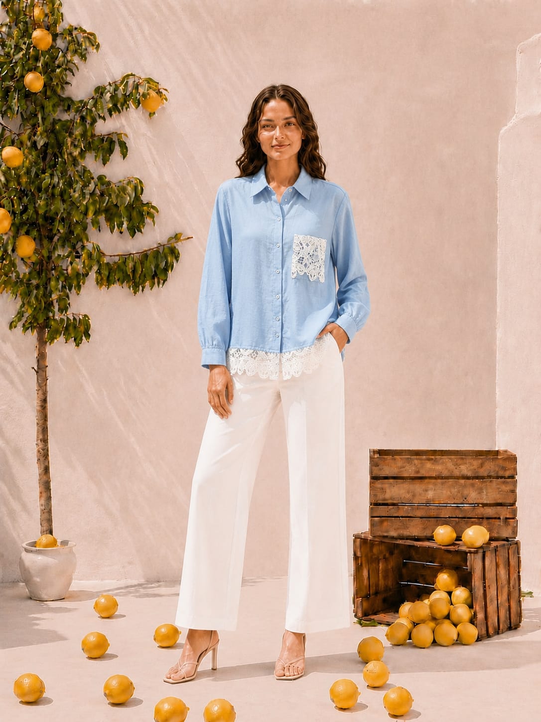 Cameron Cotton Shirt - Blue & White