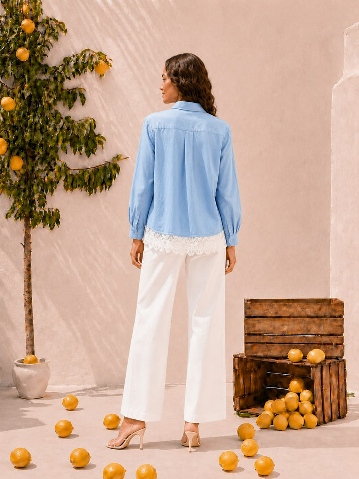 Cameron Cotton Shirt - Blue & White