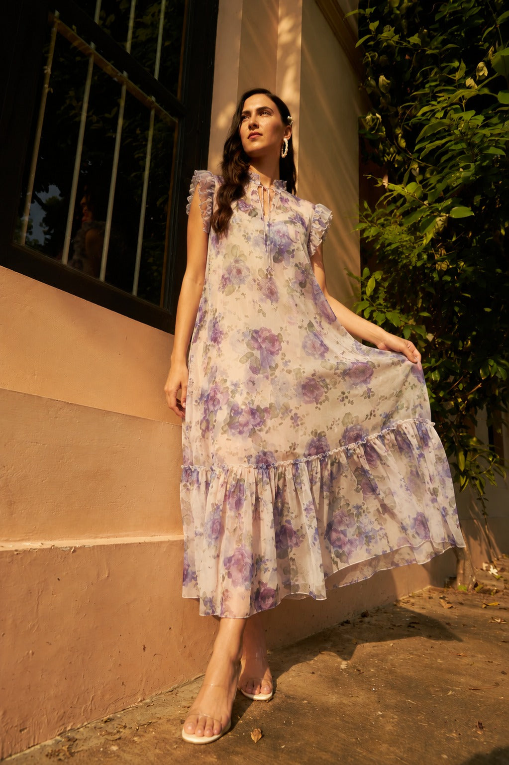 DAPHNE DAFFODIL DRESS MAXI- WHITE LAVENDER