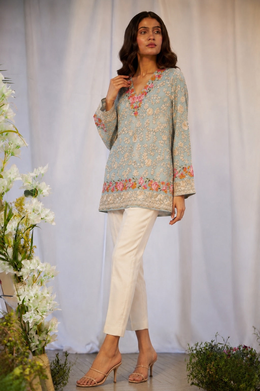 Reyna Gara Rose Dust Top - Sky Blue