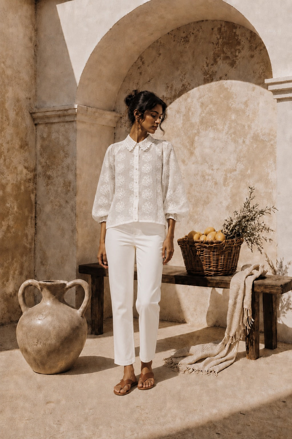 MYRA MESH LACE TOP-WHITE