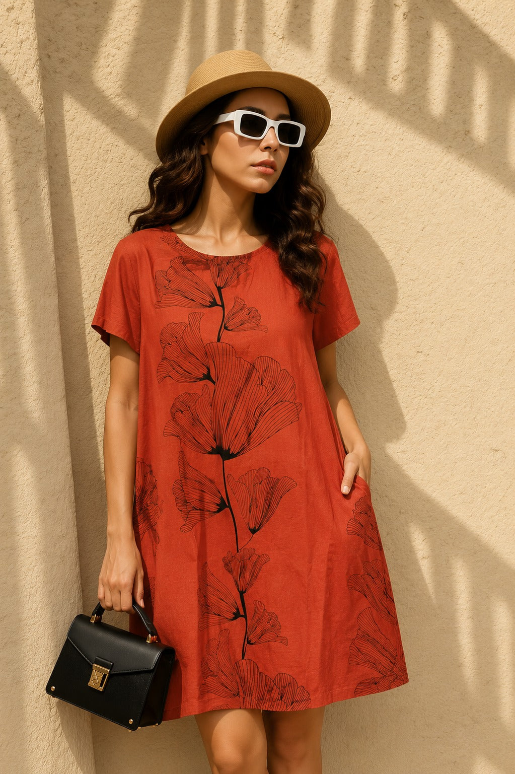 DAHLIA DAISY DRESS- RUST