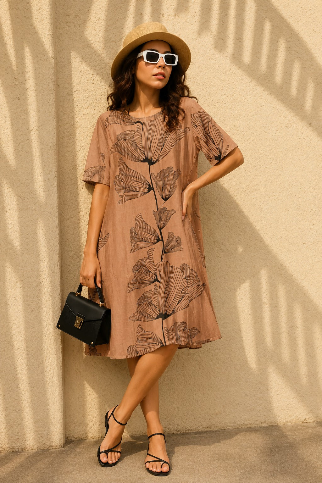 DAHLIA DAISY DRESS- BEIGE