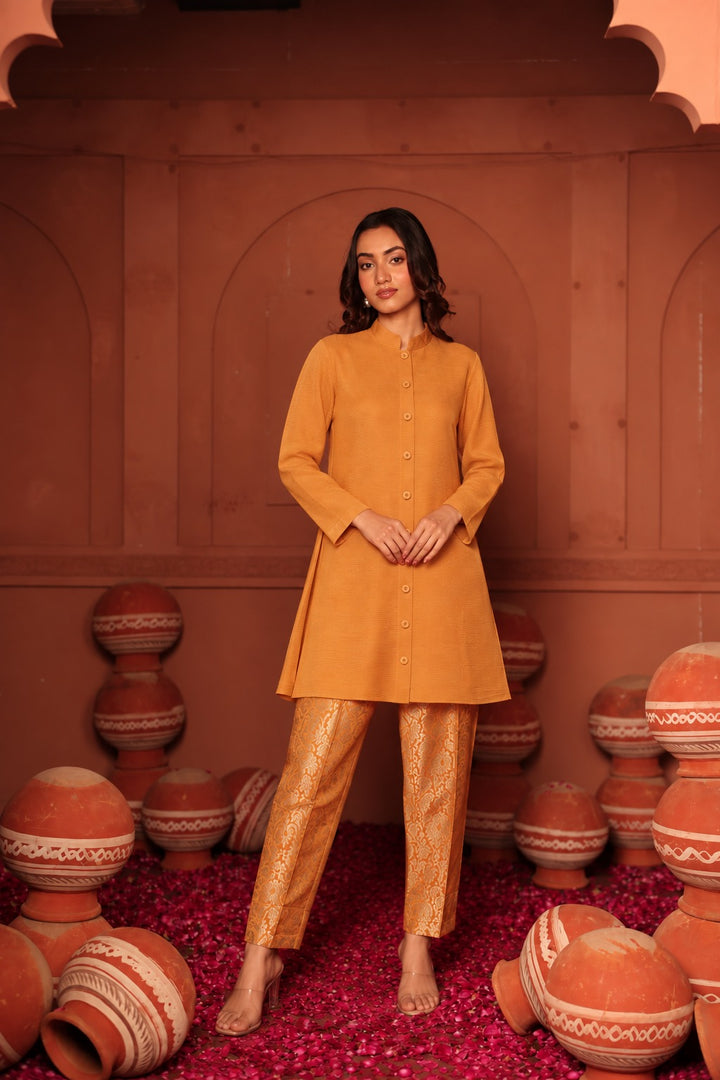 BANDGALA PLEATED TUNIC -YELLOW