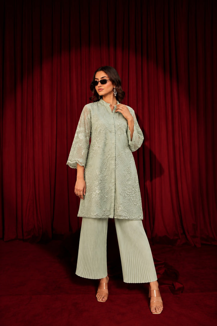 Fragrant Floral Tunic Set - Pistachio