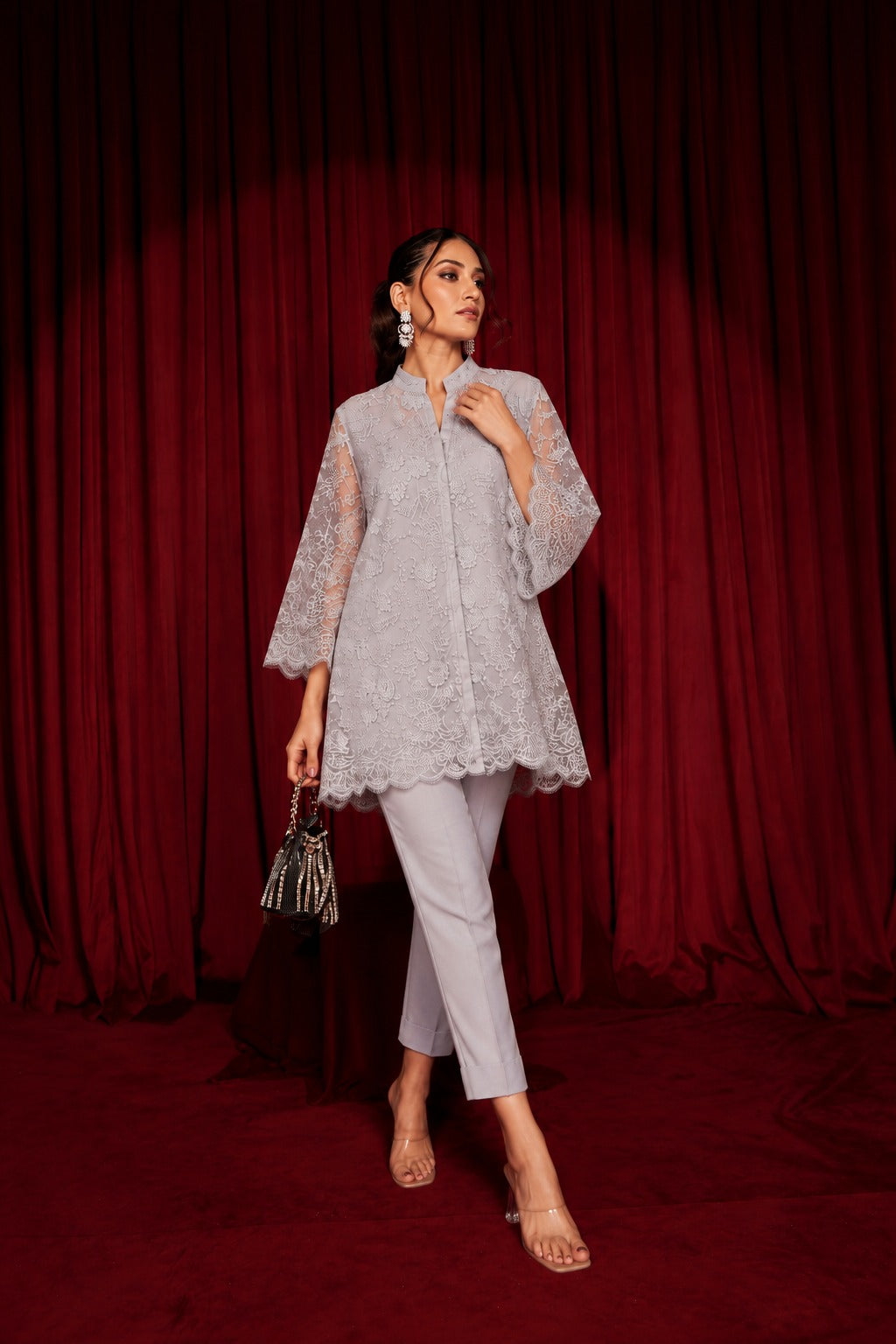 Seraphic Sequins Tunic Co-ordinated with Pants- Grey