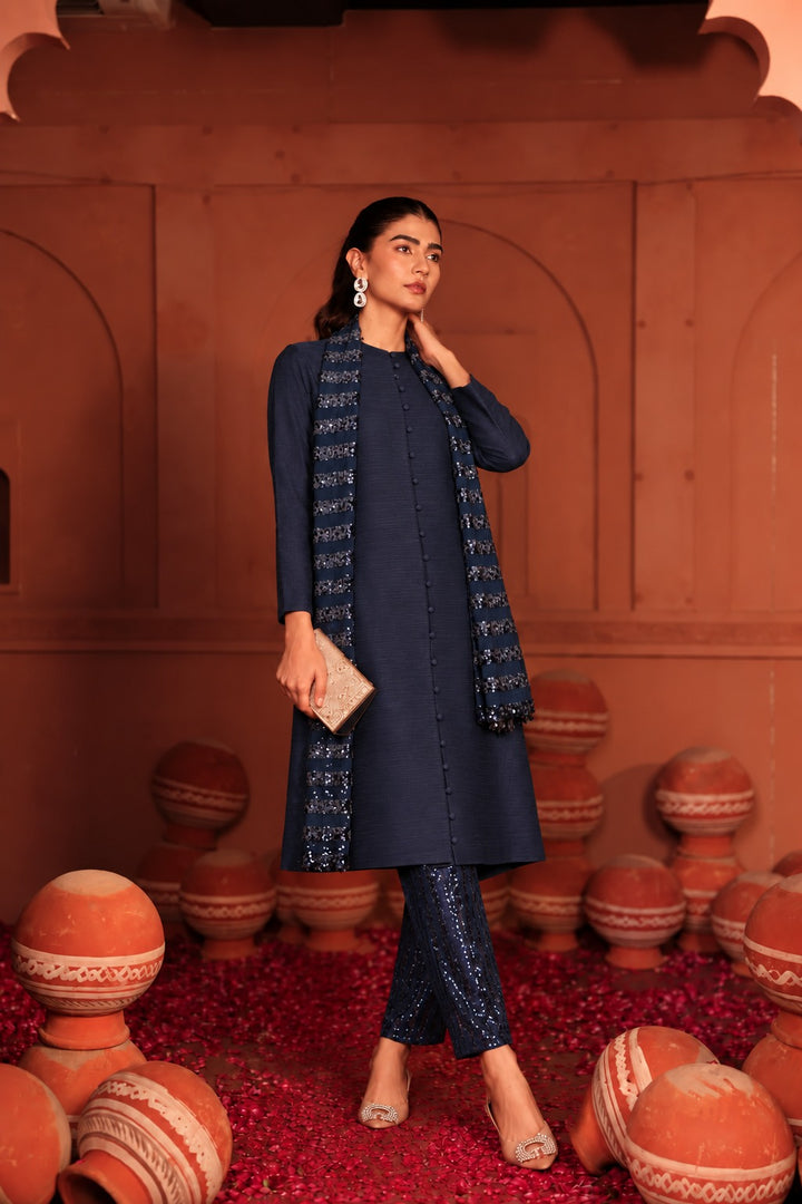 Tunic Set with Seq Pant and Seq Scarf - Blue