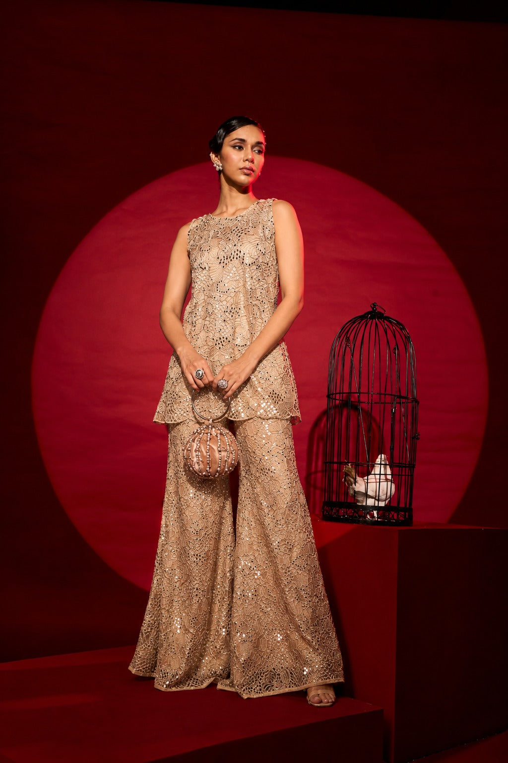 INAAYA INCUT SHARARA SET-GOLD