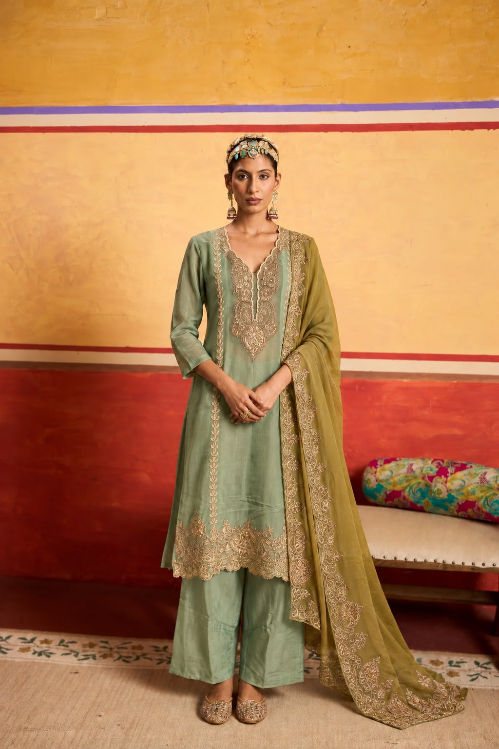 ZAINAT ZARDOSI SET- POWDER BLUE