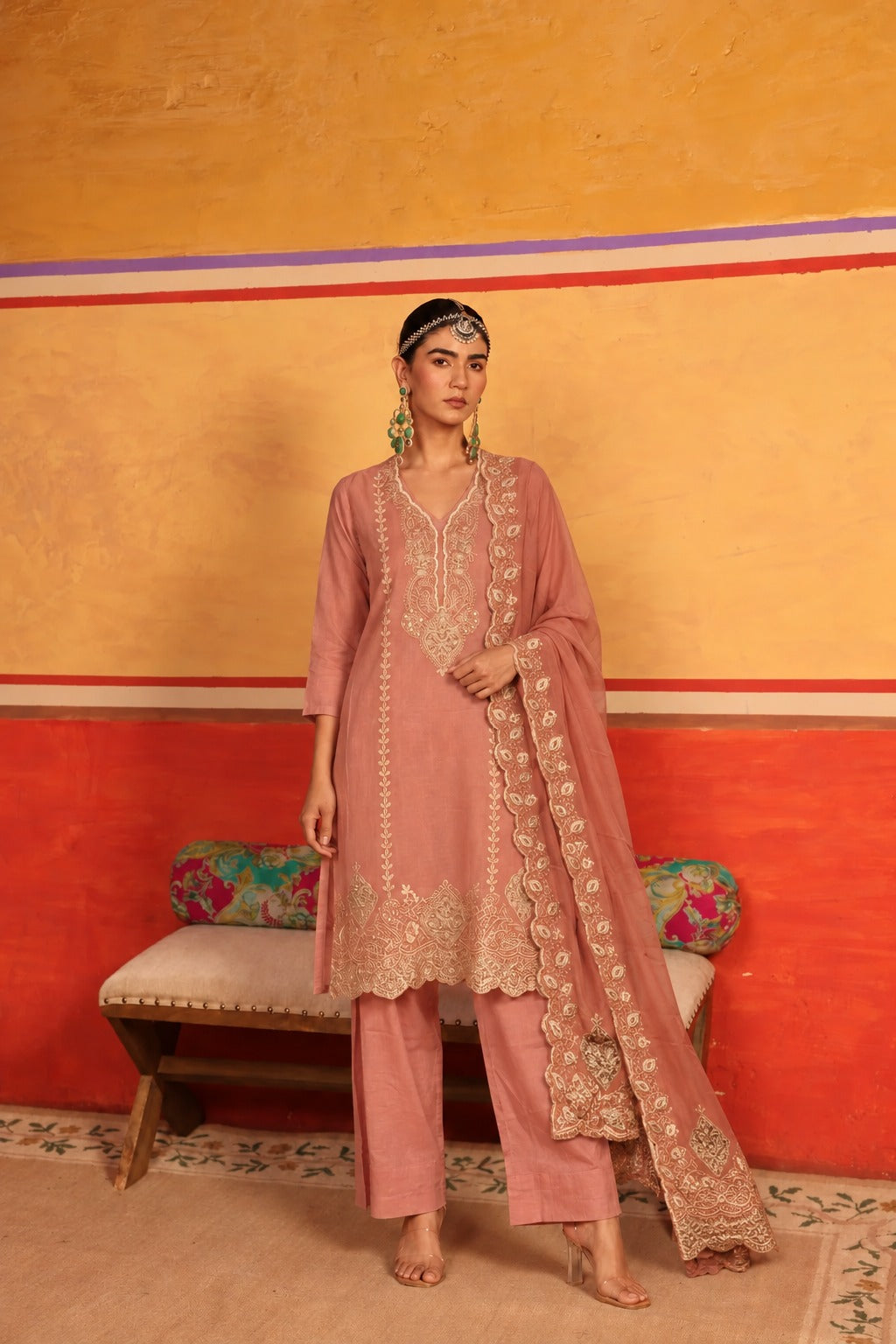 ZAINAT ZARDOSI SET- PEACH