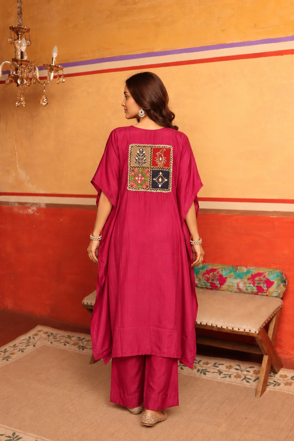 KAFTAN TUNIC WITH PANT- MAGENTA
