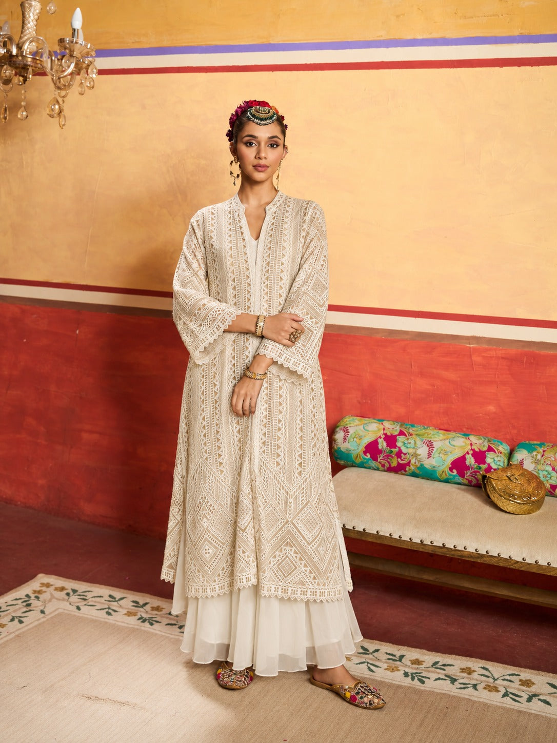 Inaaya  Long Jacket With Pant - IVORY