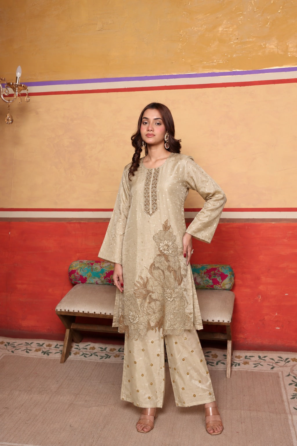 ZAINAT ZARDOSI SET- IVORY