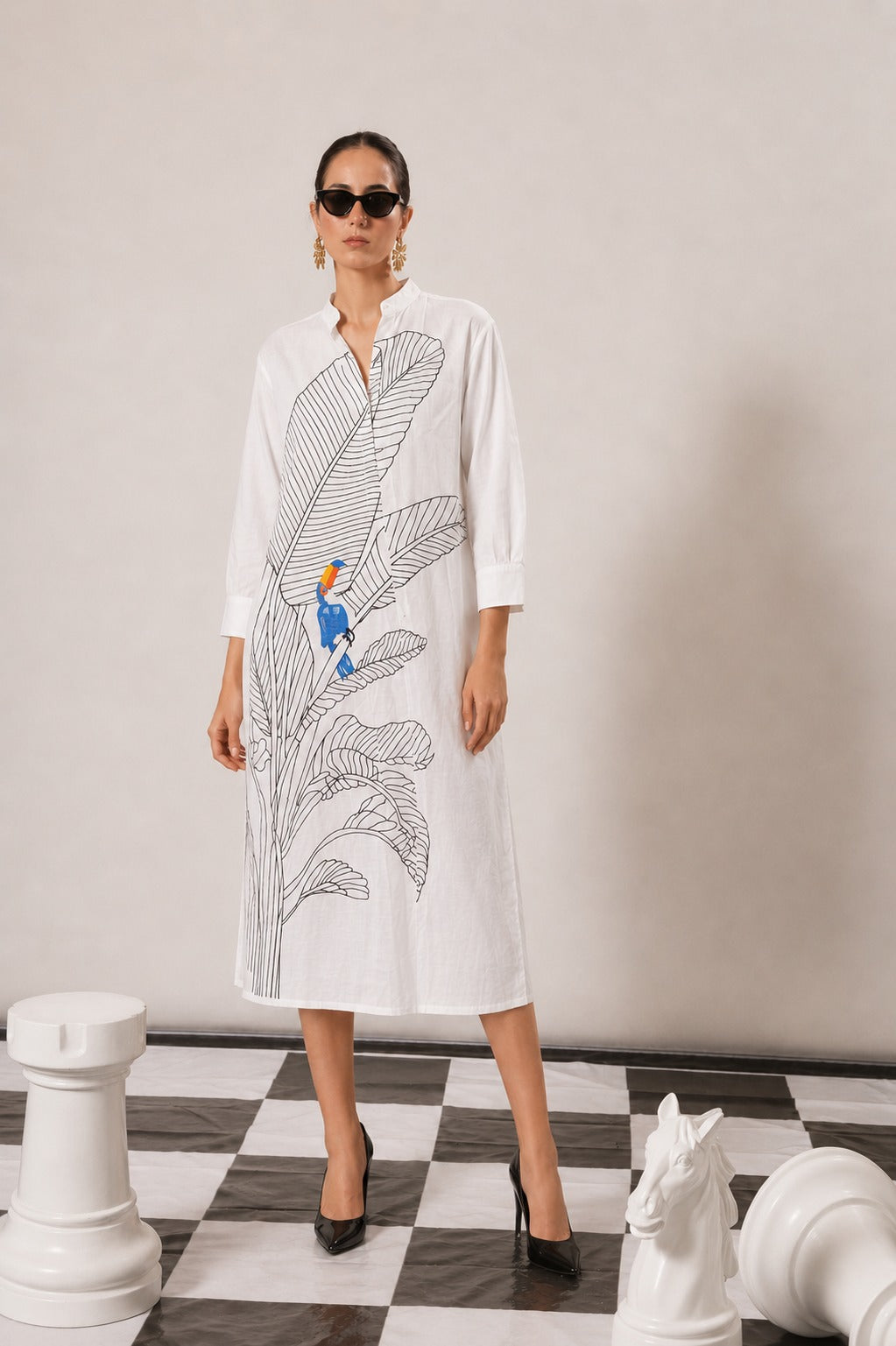 CAMERON COTTON PRINTED DRESS - IVORY
