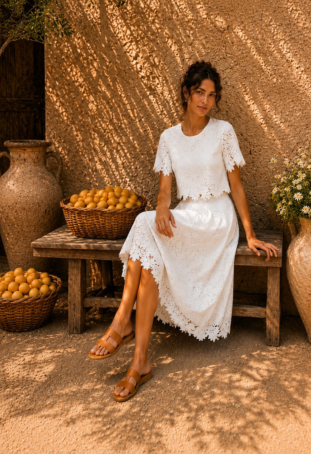 MYRA MESH SKIRT SET - IVORY