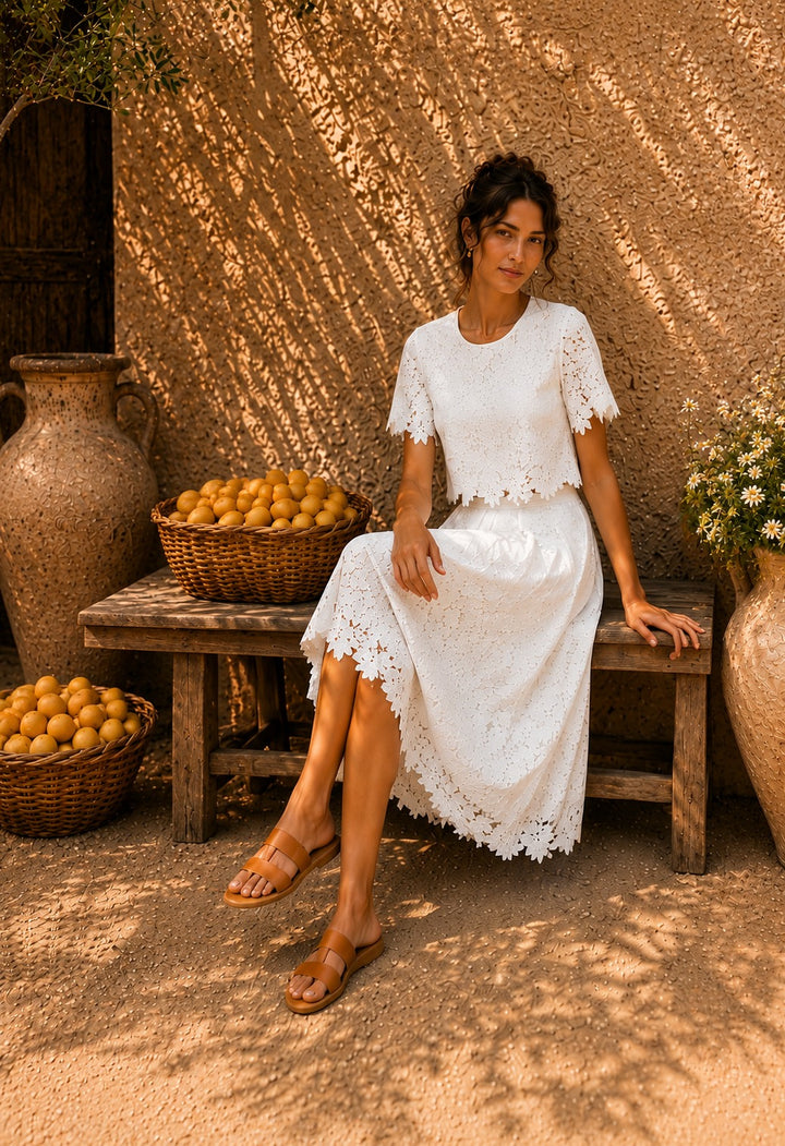 MYRA MESH SKIRT SET - IVORY