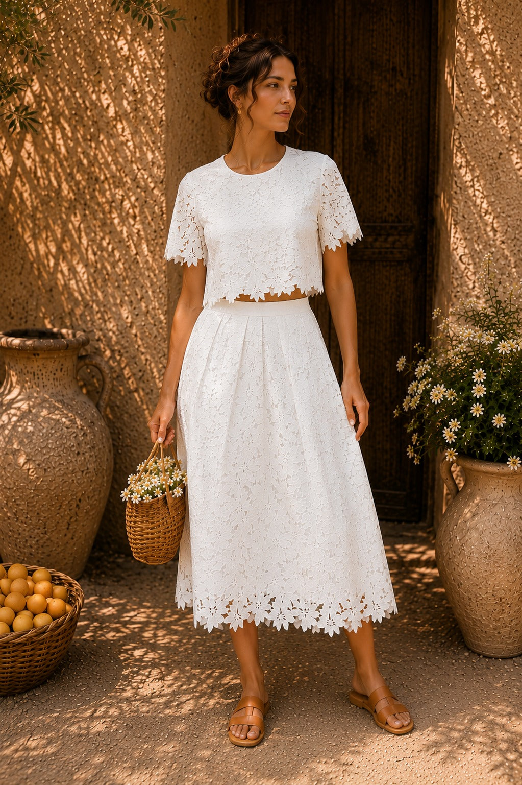 MYRA MESH SKIRT SET - IVORY